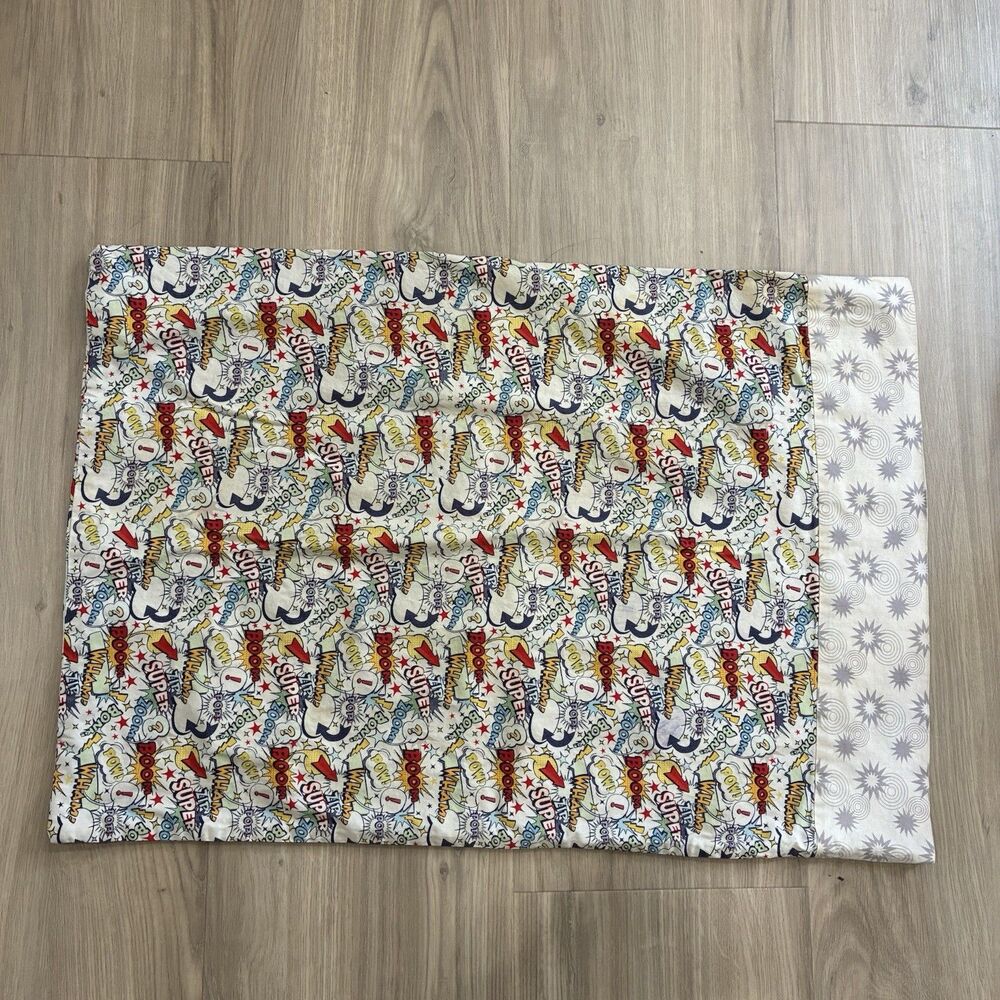 Vintage Super Hero Pillowcase 28x20 Homemade Boom Wham Pop Pow Superman Batman